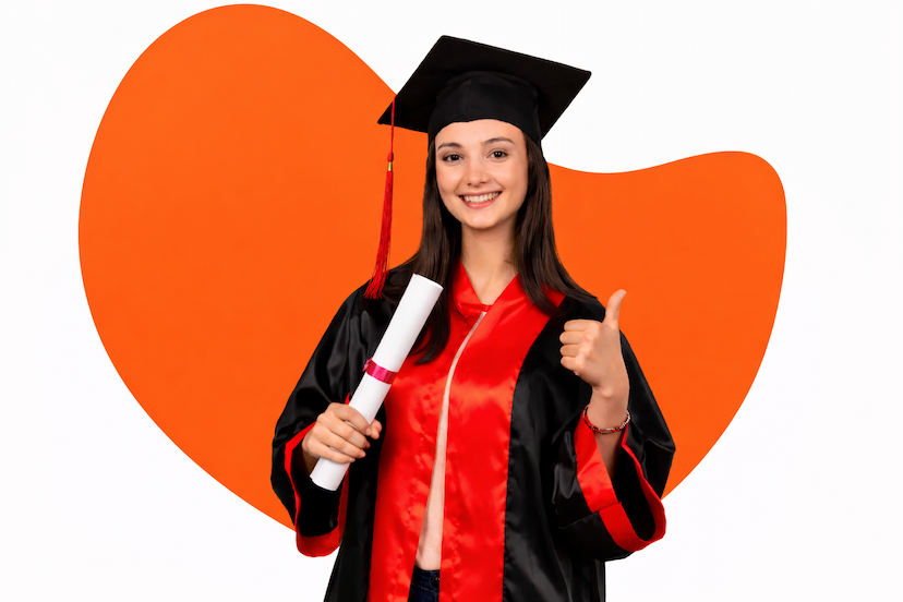 Egresada exitosa de PrepaExpress mostrando su título